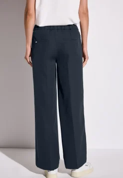 Broek met wijde pijpen in keperstof