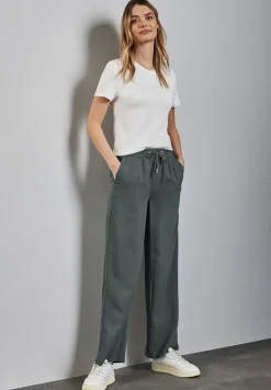 Broek met wijde pijpen in keperstof