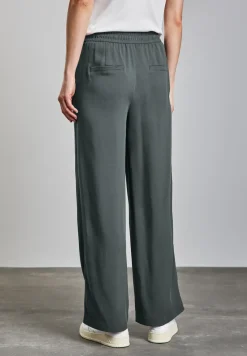 Broek met wijde pijpen in keperstof
