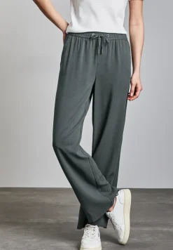 Broek met wijde pijpen in keperstof