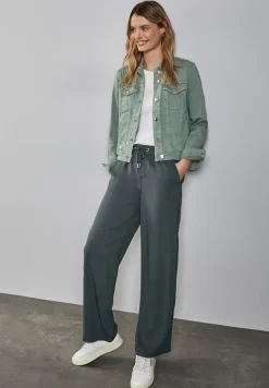 Broek met wijde pijpen in keperstof