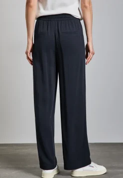 Broek met wijde pijpen in keperstof