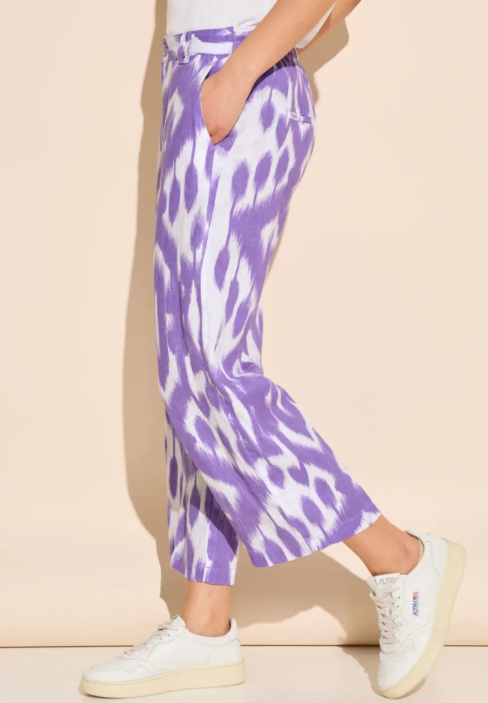 7/8-broek van linnen met print
