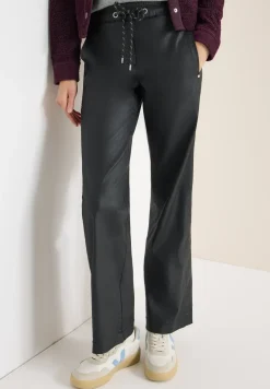 Broek met gecoate Wide Legs