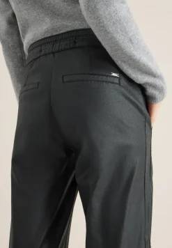 Broek met gecoate Wide Legs