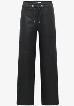 Broek met gecoate Wide Legs