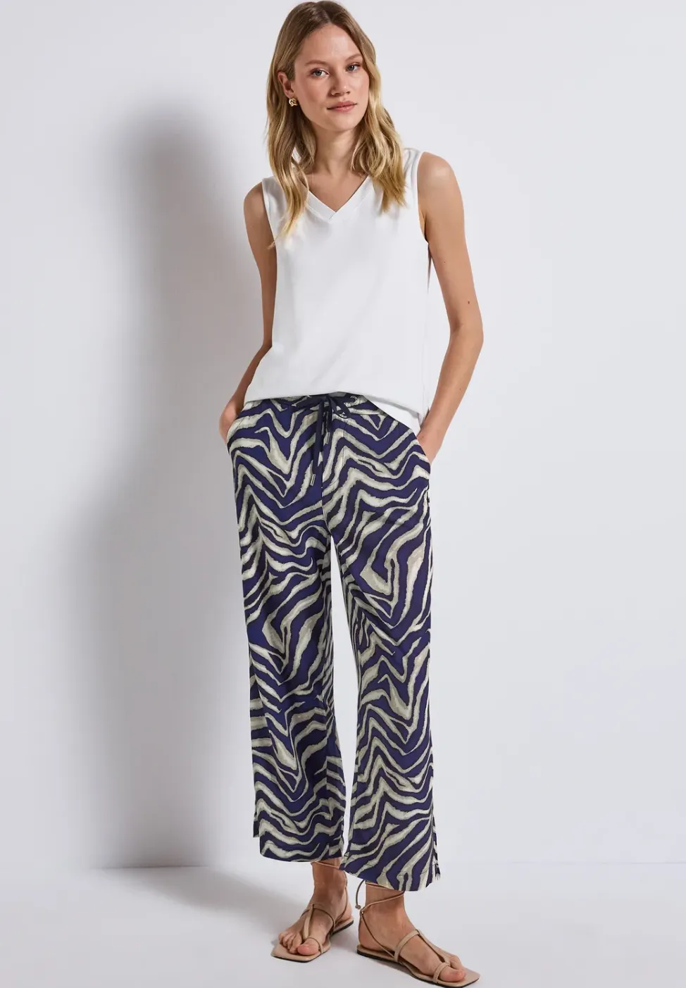 Broek met gedessineerde Wide Legs
