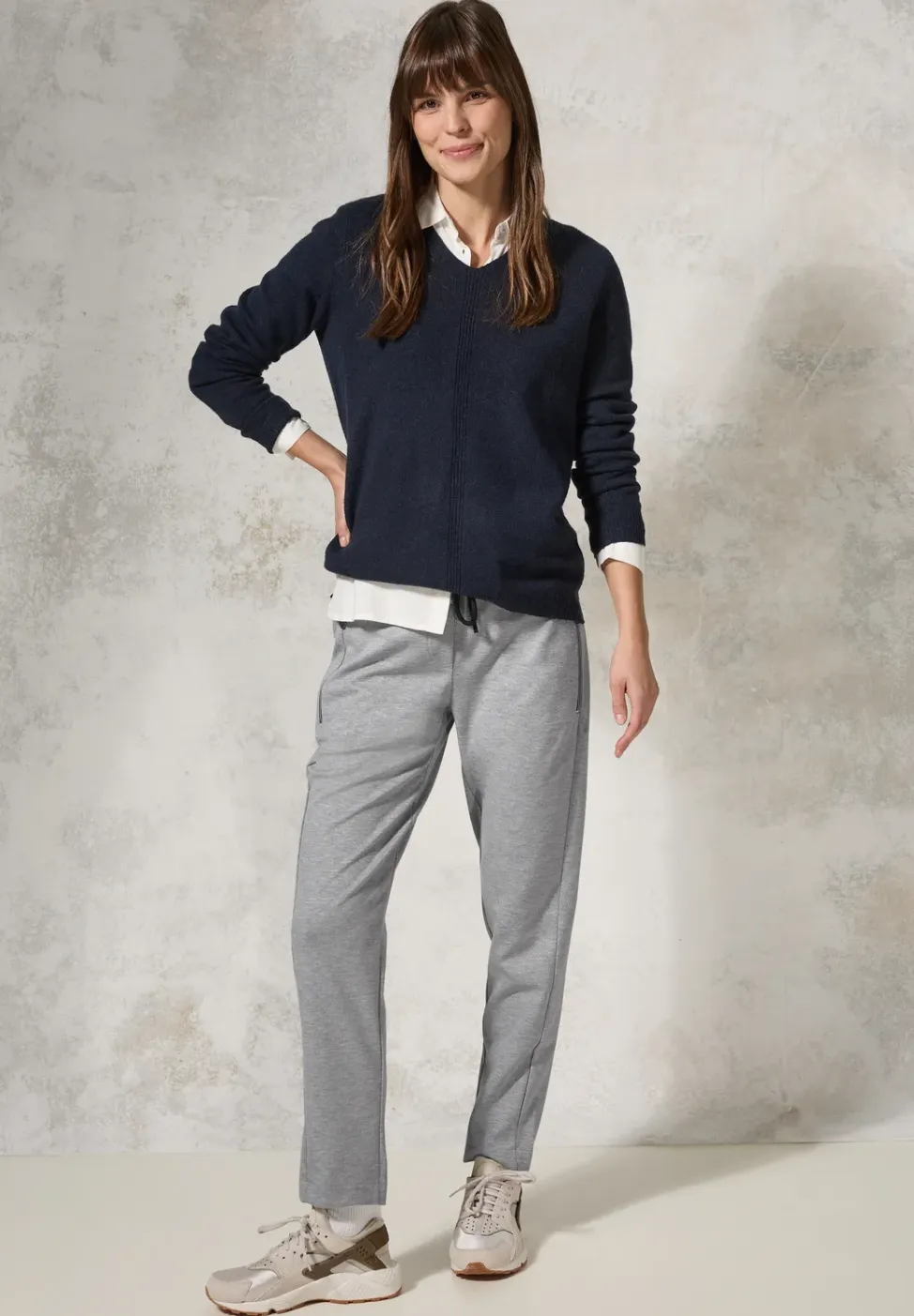 Broek met gemêleerde look