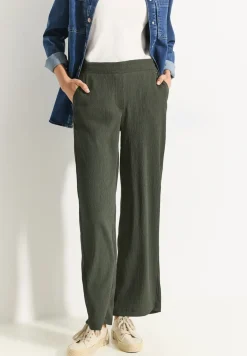 Broek met wijde pijpen en structuur