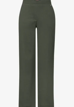 Broek met wijde pijpen en structuur