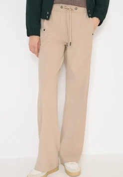 Broek met wijde pijpen in keperstof