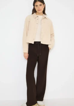 Broek met wijde pijpen in keperstof