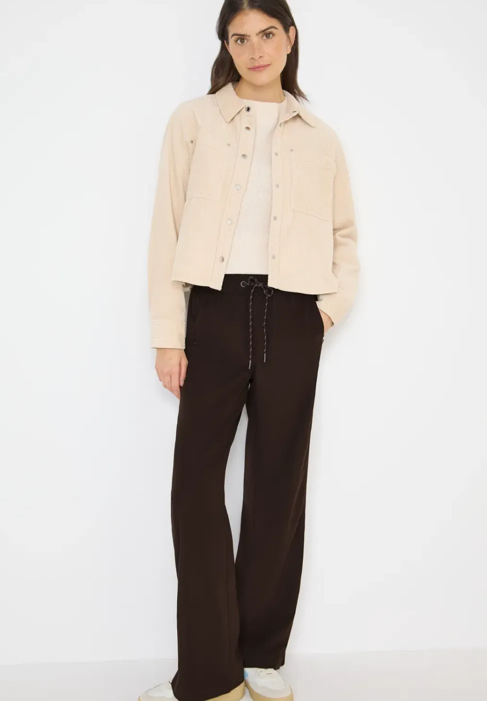 Broek met wijde pijpen in keperstof