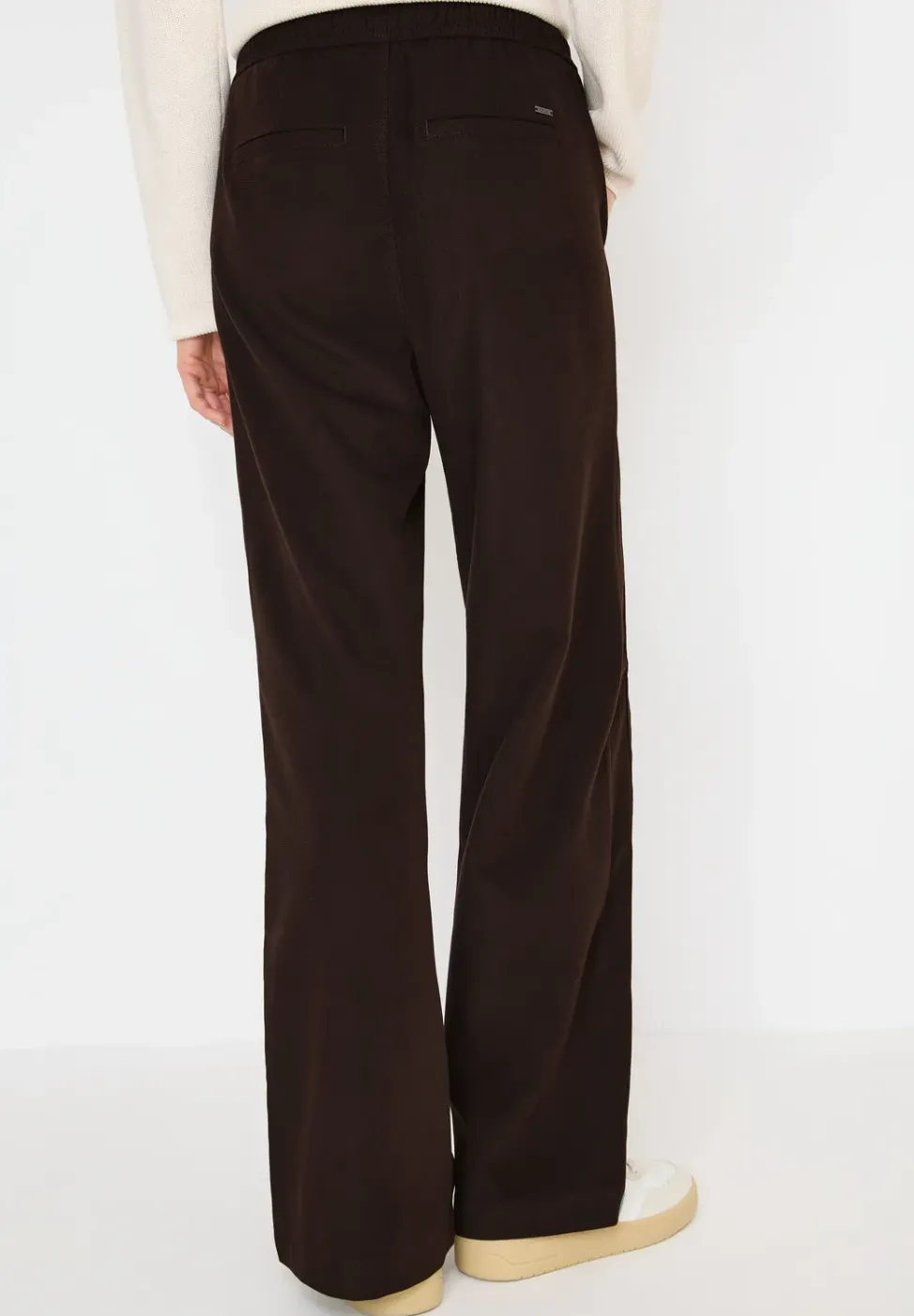 Broek met wijde pijpen in keperstof