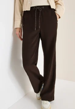 Broek met wijde pijpen in keperstof