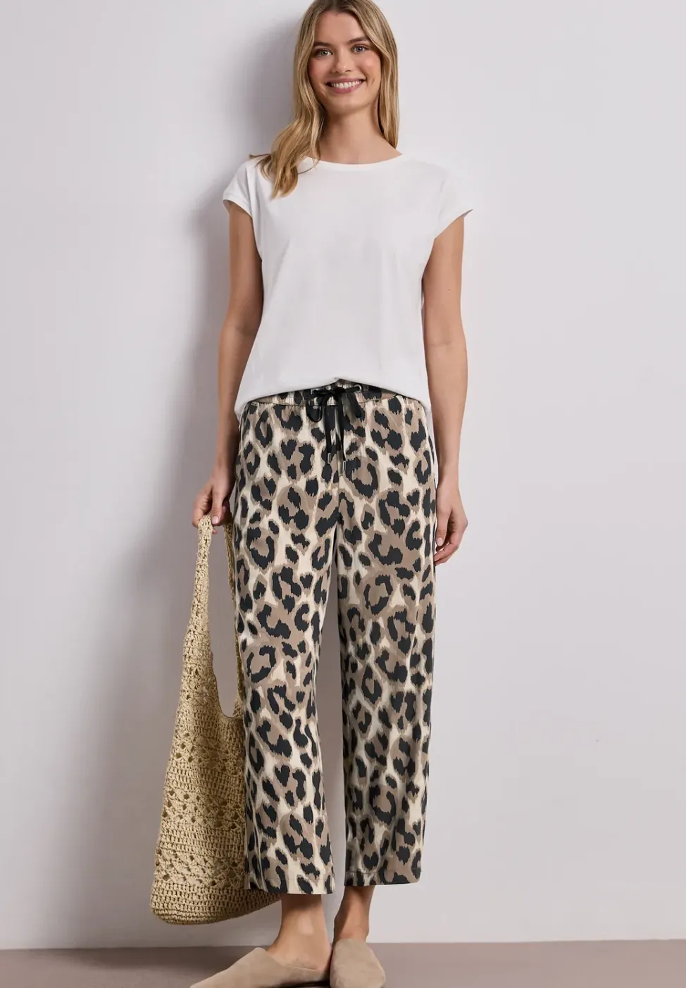 Broek met wijde pijpen in Loose Fit met print