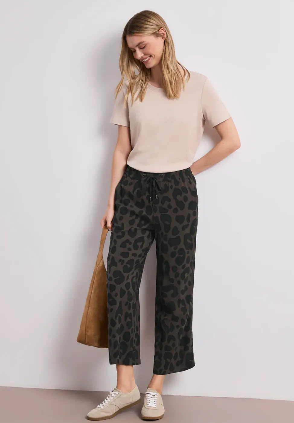 Broek met wijde pijpen in Loose Fit met print
