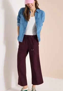 Broek met wijde pijpen in Loose Fit van linnenmix