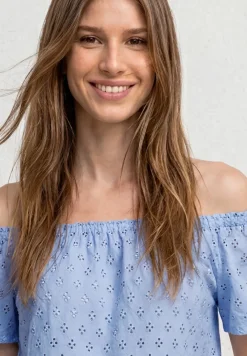 Carmen Bluse mit Shiffley-Muster