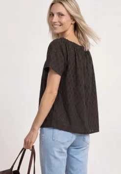 Carmen Bluse mit Shiffley-Muster