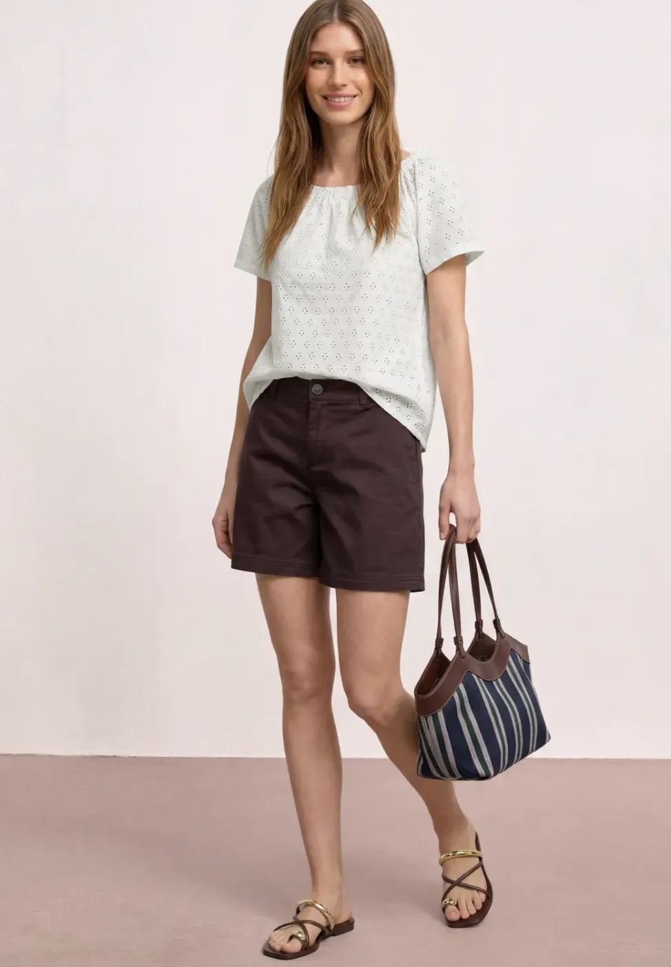 Carmen Bluse mit Shiffley-Muster