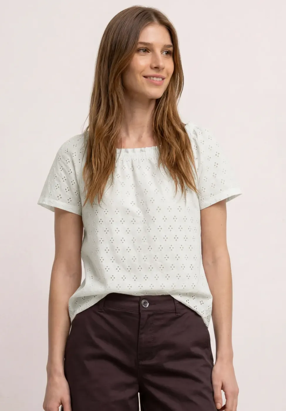 Carmen Bluse mit Shiffley-Muster