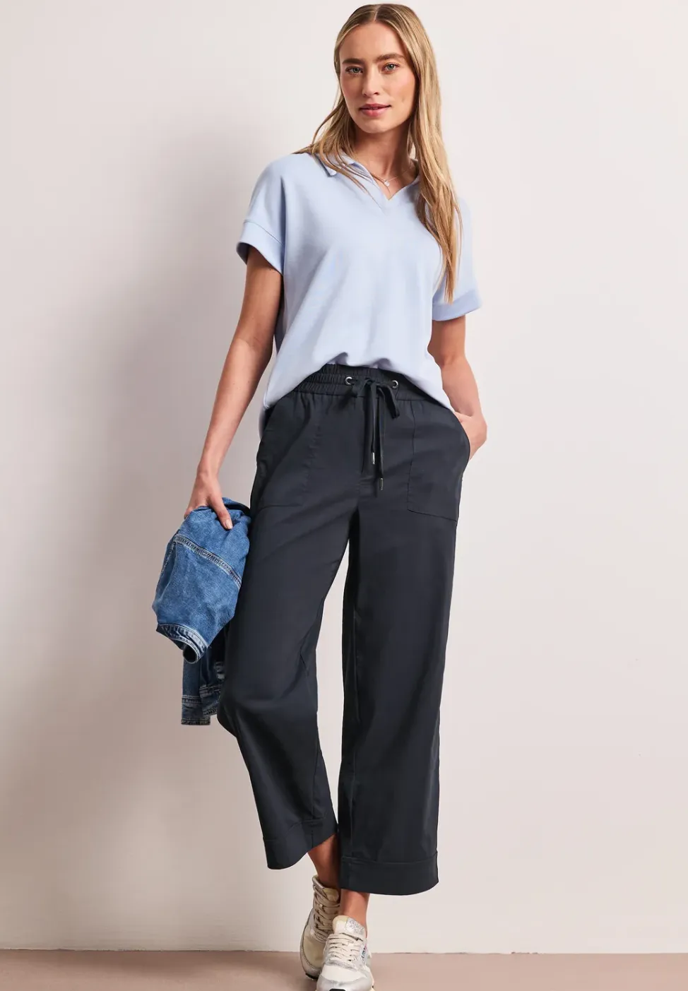Casual broek met omslag