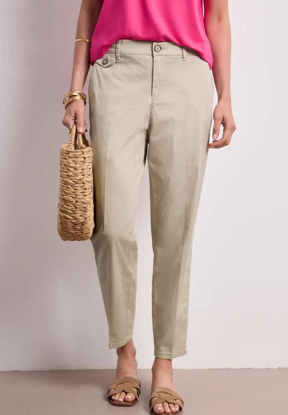 Casual fit chino's in een zachte stof