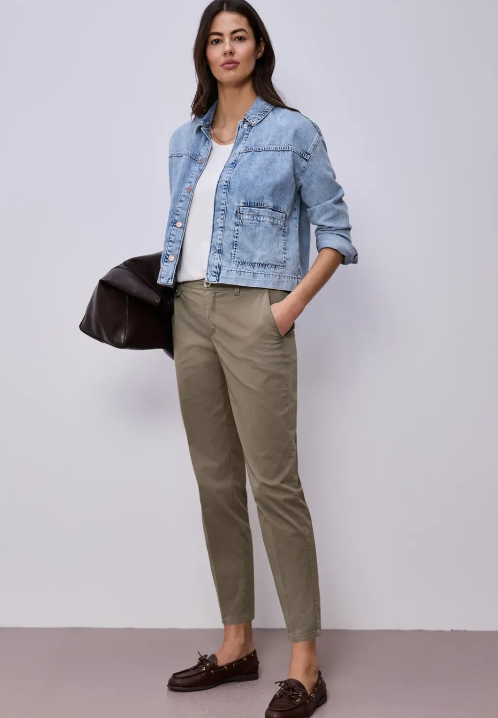Casual fit chino's in een zachte stof