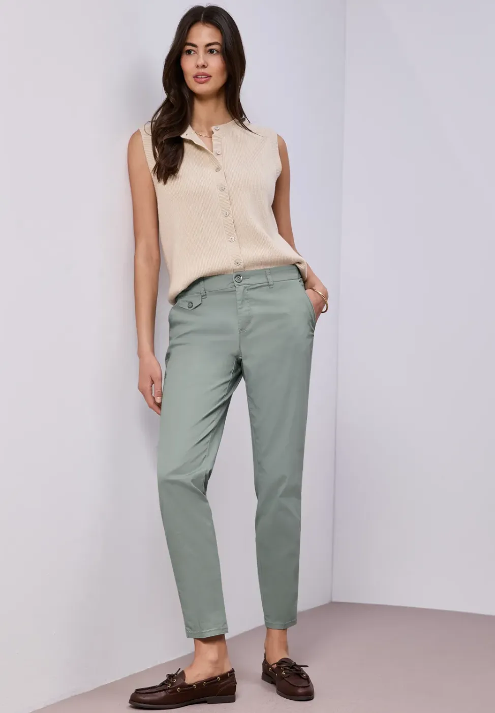 Casual fit chino's in een zachte stof