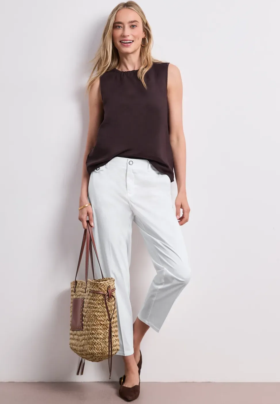 Casual fit chino's in een zachte stof