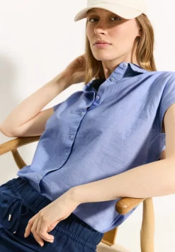 Chambray blouse met print