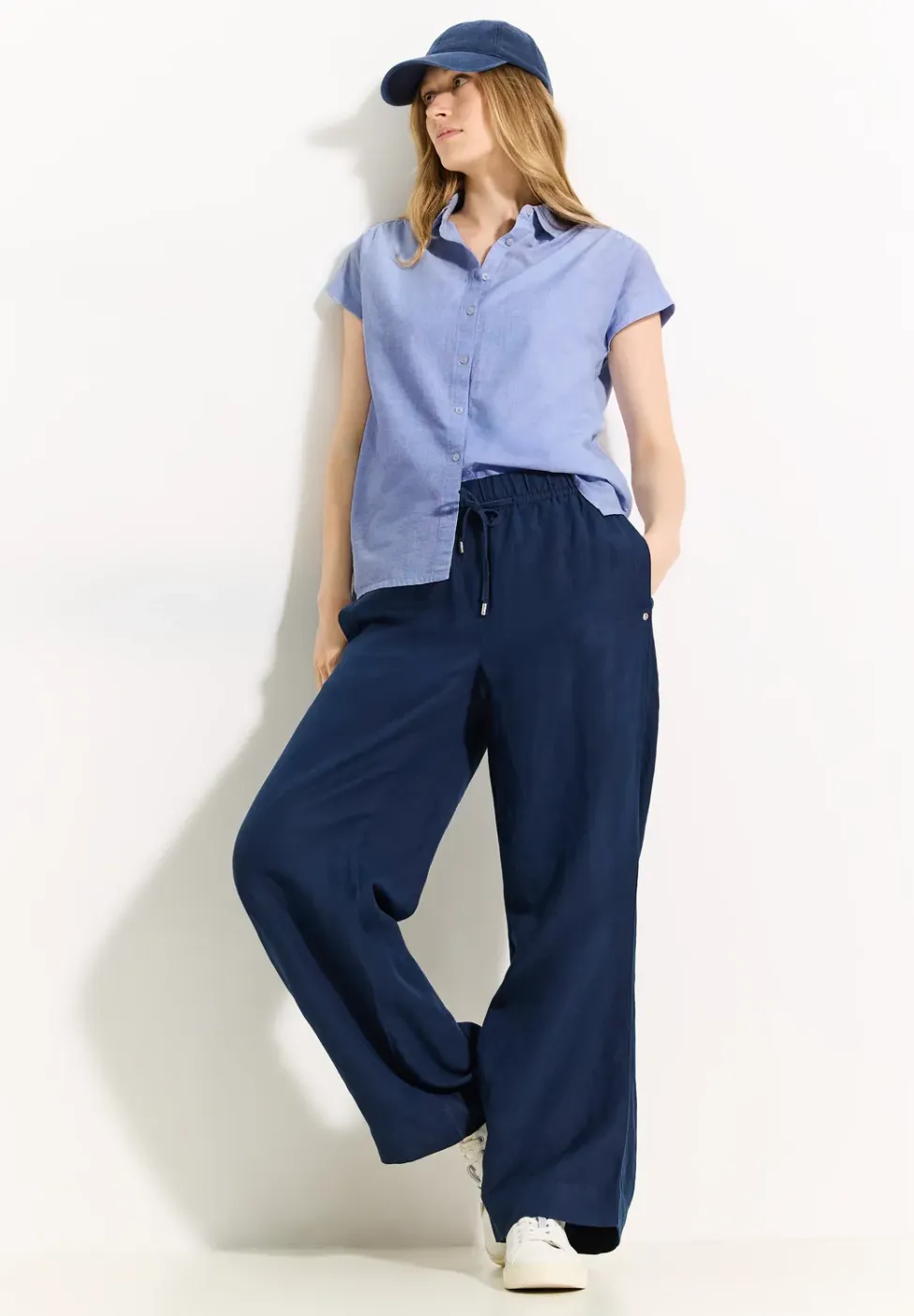 Chambray blouse met print
