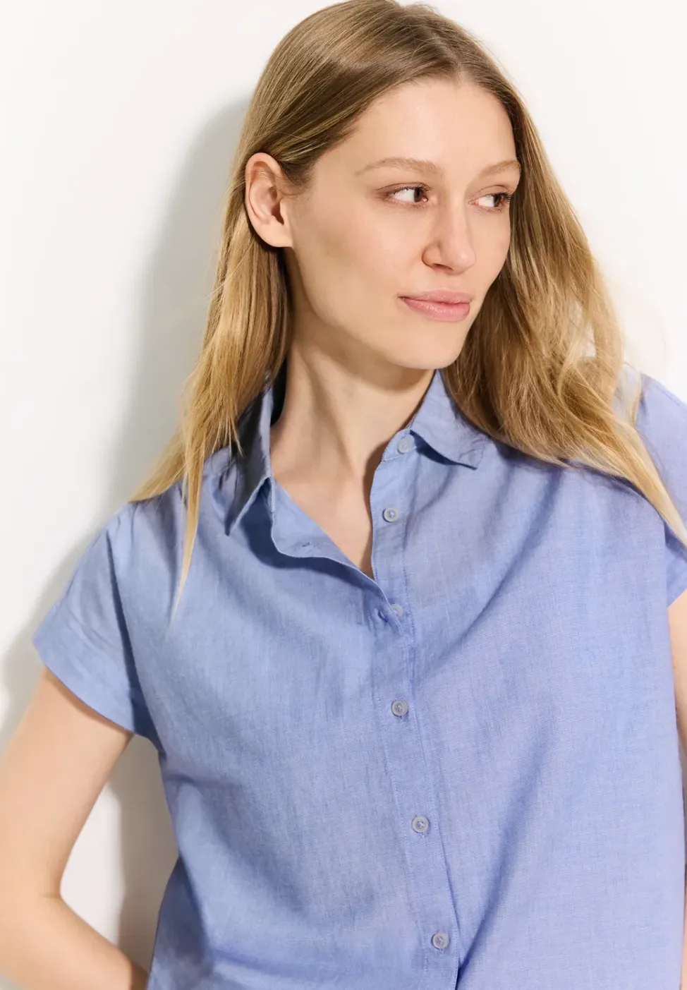 Chambray blouse met print