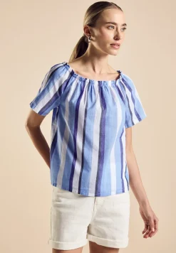 Chambray blouse met strepen