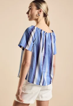 Chambray blouse met strepen