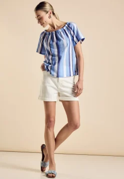 Chambray blouse met strepen