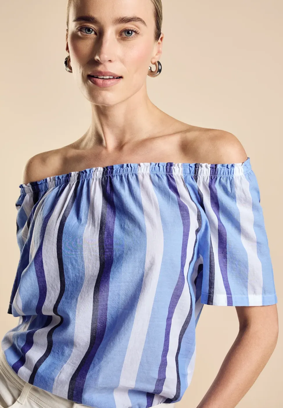 Chambray blouse met strepen