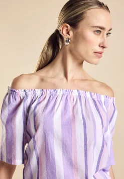 Chambray blouse met strepen
