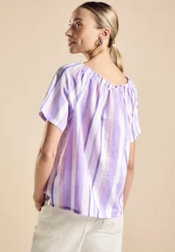 Chambray blouse met strepen