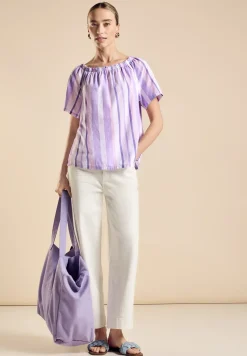 Chambray blouse met strepen