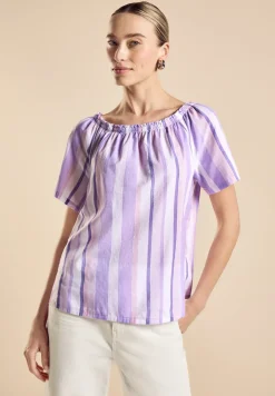 Chambray blouse met strepen