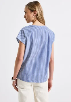 Chambray blouse met glitter