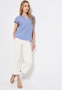 Chambray blouse met glitter
