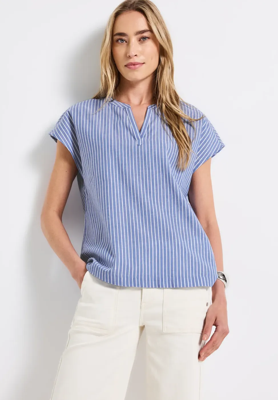 Chambray blouse met glitter