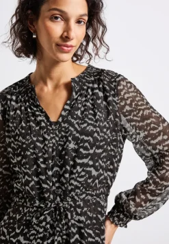 Chiffon jurk met smok details