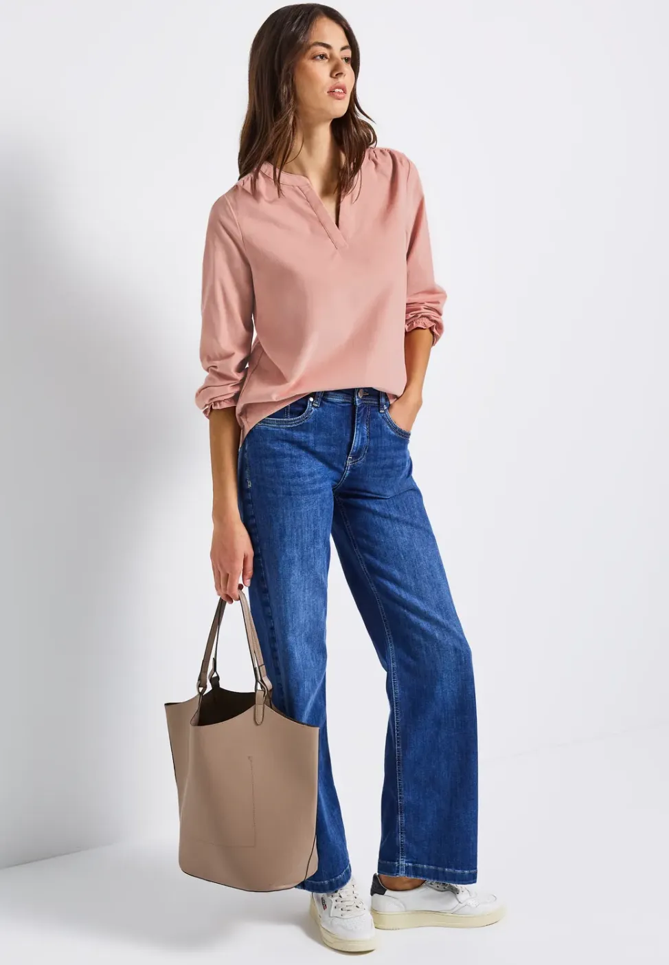 Corduroy blouse met ruches