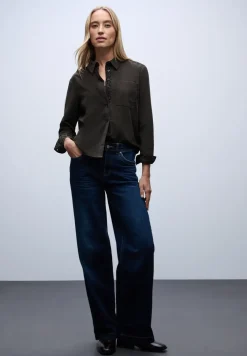 Corduroy blouse met tape details