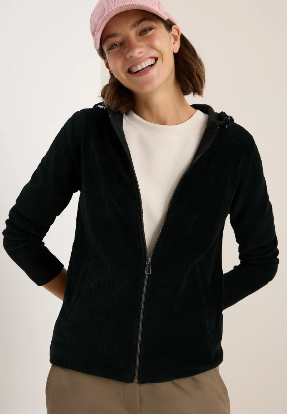 Corduroy jas met capuchon