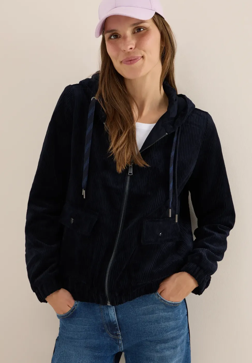 Corduroy jas met capuchon